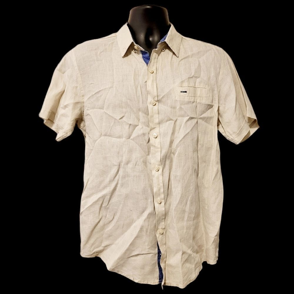 2/$20 Vintage Y2K Cream Colour Buttons Down Shirt Size: M